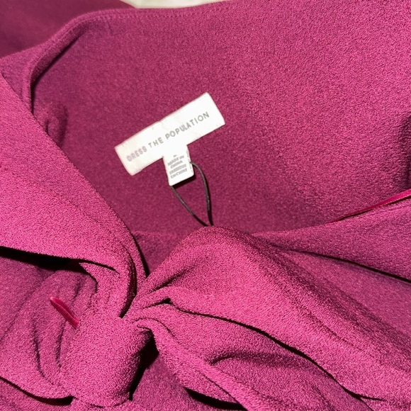 New Dress The Population Tiffany One Shoulder Dark Magenta Midi Dress sz S - Picture 5 of 7